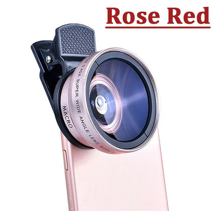Universal 2 in 1 Lens Clip 37Mm Mobile Phone Lens Professional 0.45X 49Uv Super Wide-Angle + Macro HD Lens for Iphone Xiaomi 12