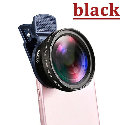 Universal 2 in 1 Lens Clip 37Mm Mobile Phone Lens Professional 0.45X 49Uv Super Wide-Angle + Macro HD Lens for Iphone Xiaomi 12
