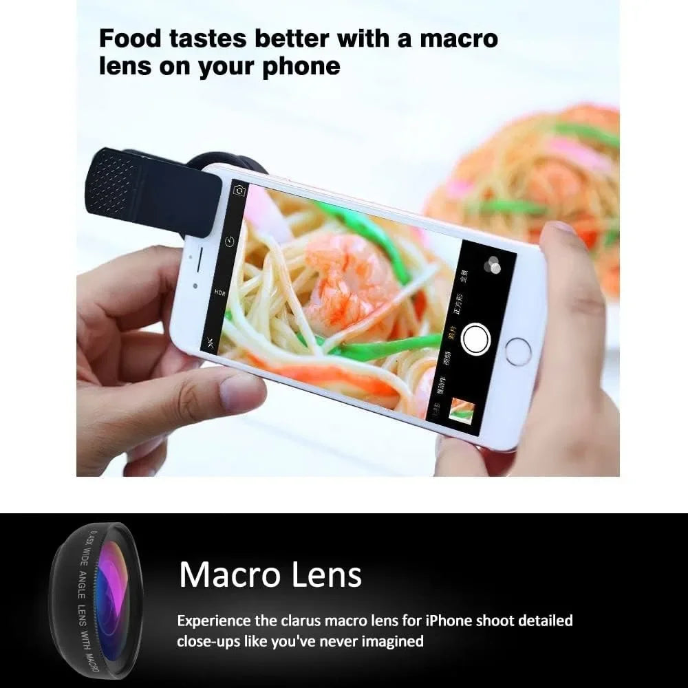 Universal 2 in 1 Lens Clip 37Mm Mobile Phone Lens Professional 0.45X 49Uv Super Wide-Angle + Macro HD Lens for Iphone Xiaomi 12
